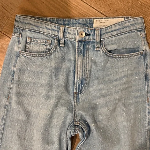 Rag & bone Lori Mid Rise Rhinestone Wide Leg Jeans - Picture 5 of 5